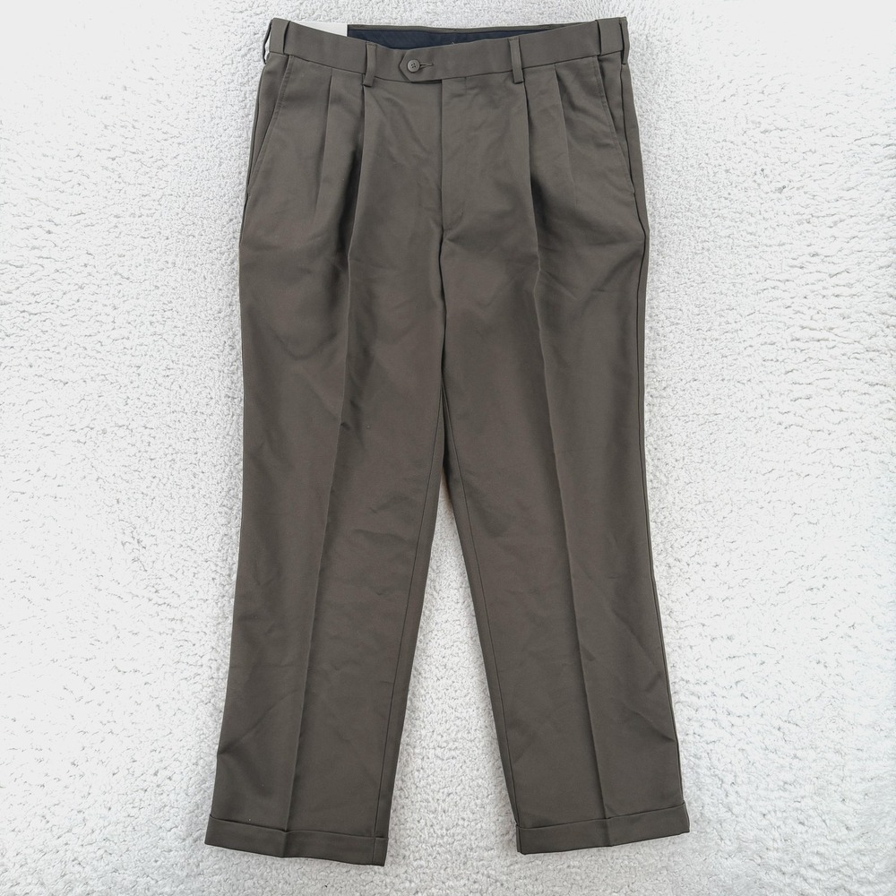 Savane Dress Pants Mens 36x30 Brown Classic Fit Microfiber Expandable Waist NWT